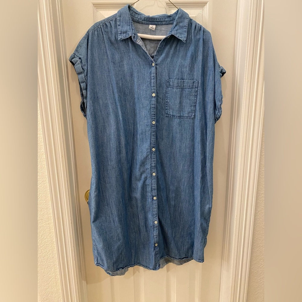 Ladies Chambray short sleeve shirt dress